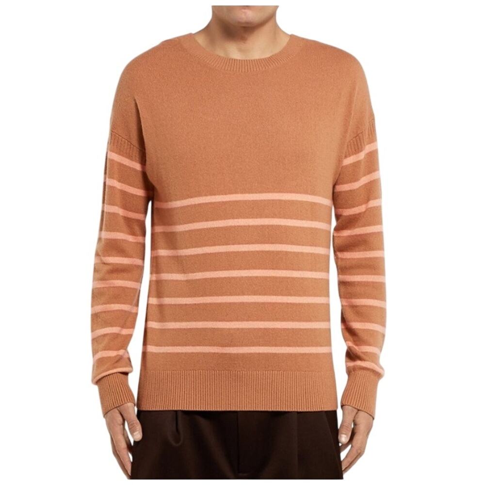 Sies Marjan Kyle Cashmere Sweater Men M Tan Stripe Quiet Luxury Preppy Cozy Warm